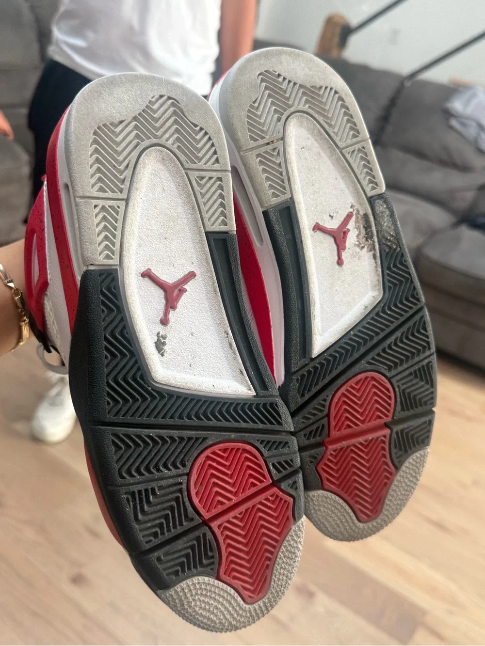 Jordan Men’s White and Red Retro Basketball Sneakers